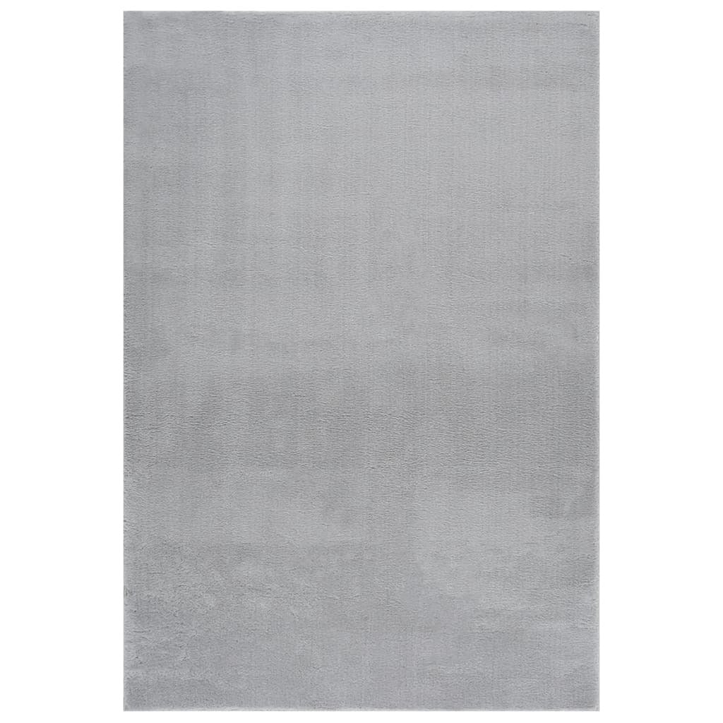 Washable Rug Soft Fluffy Short Pile 63"x90.6" Anti Slip Gray