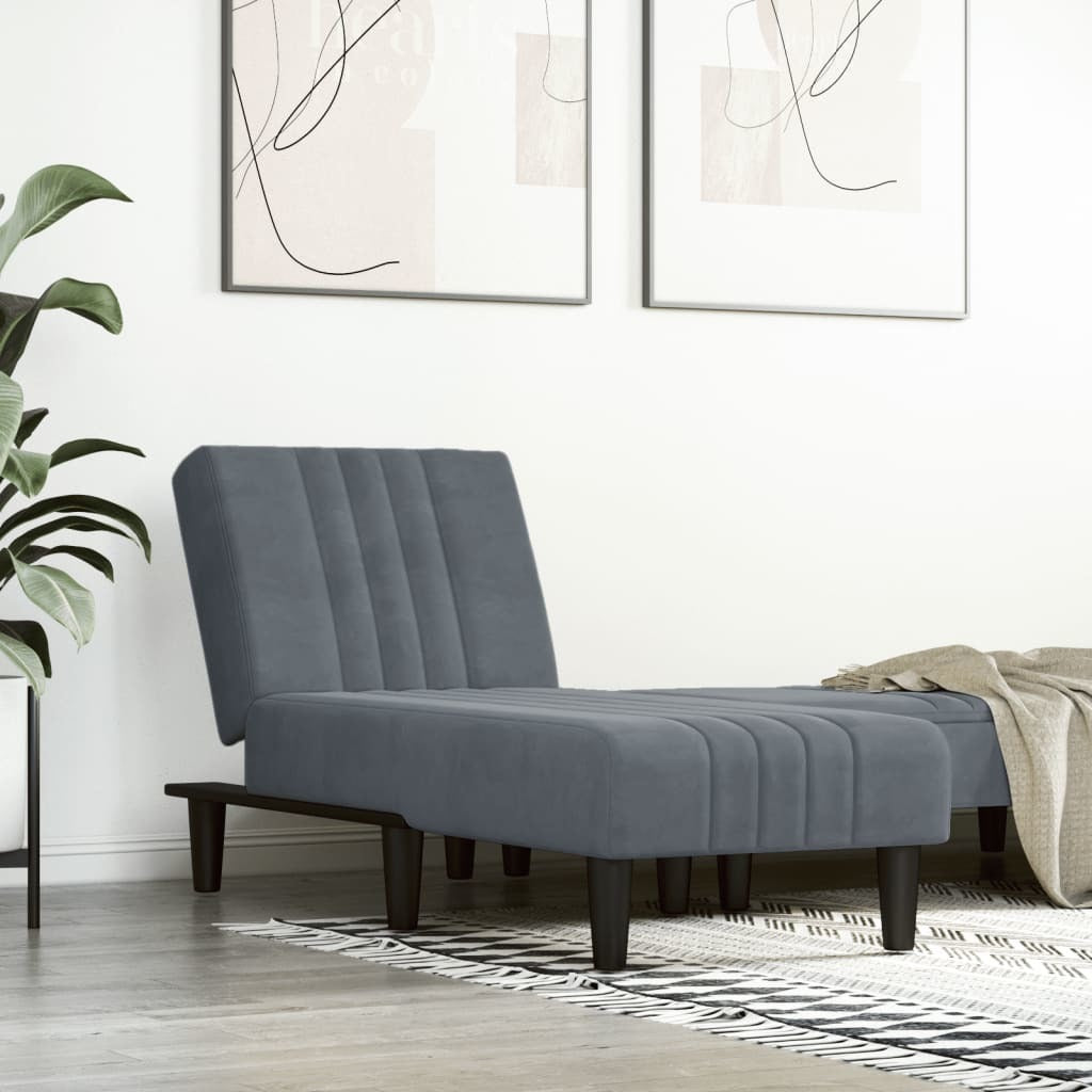 Chaise Longue Dark Gray Velvet