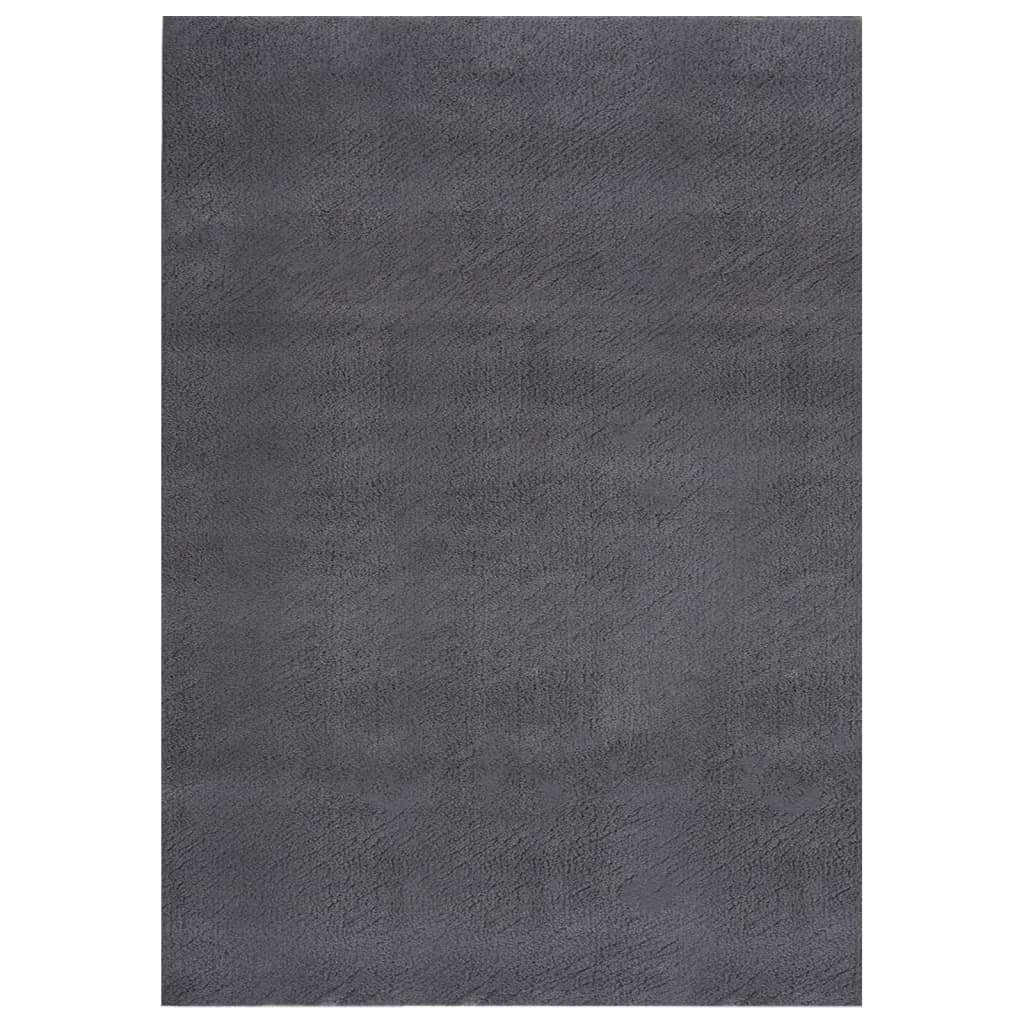 Washable Rug Fluffy Short Pile 63"x90.6" Anti Slip Anthracite