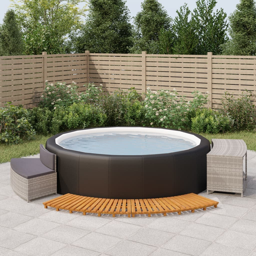 Hot Tub Surround Gray Poly Rattan and Solid Wood Acacia