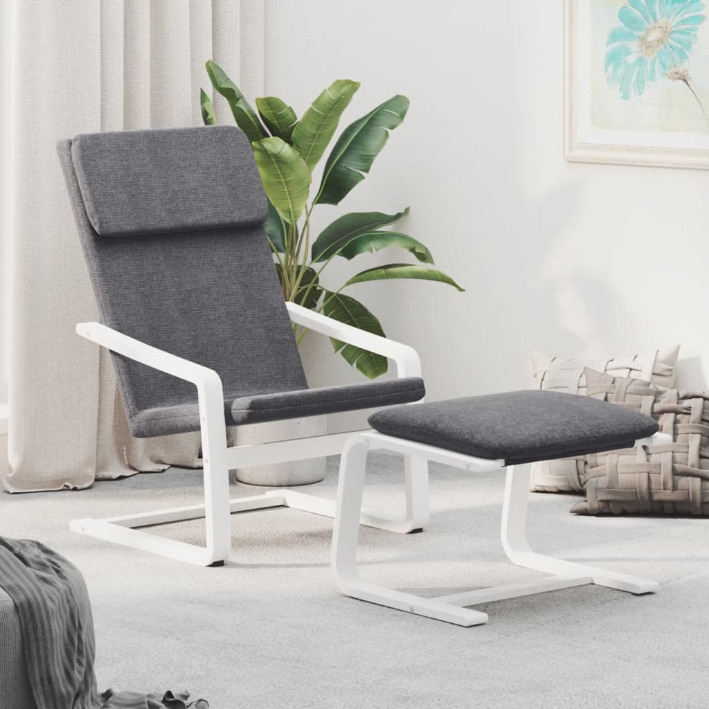 Relaxing Chair with Footstool Dark Gray Fabric