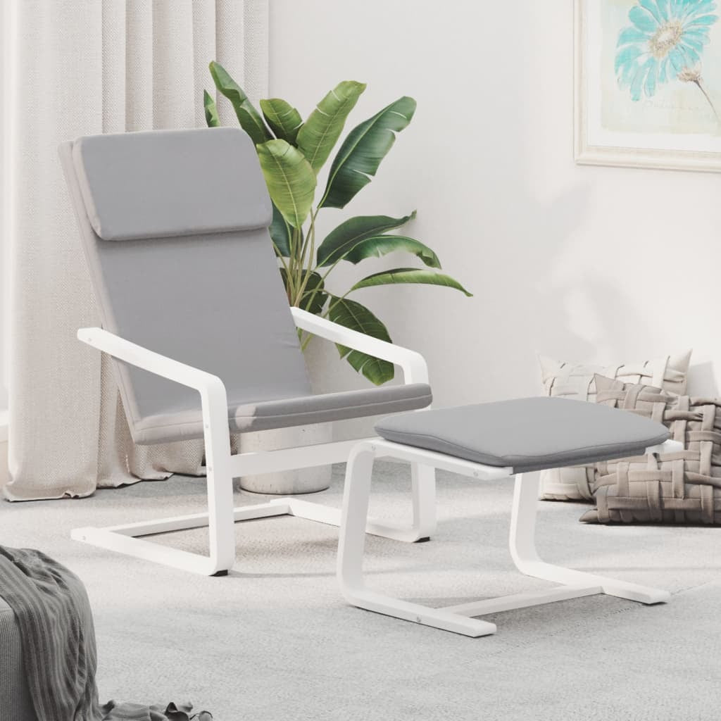 Relaxing Chair with Footstool Light Gray Fabric