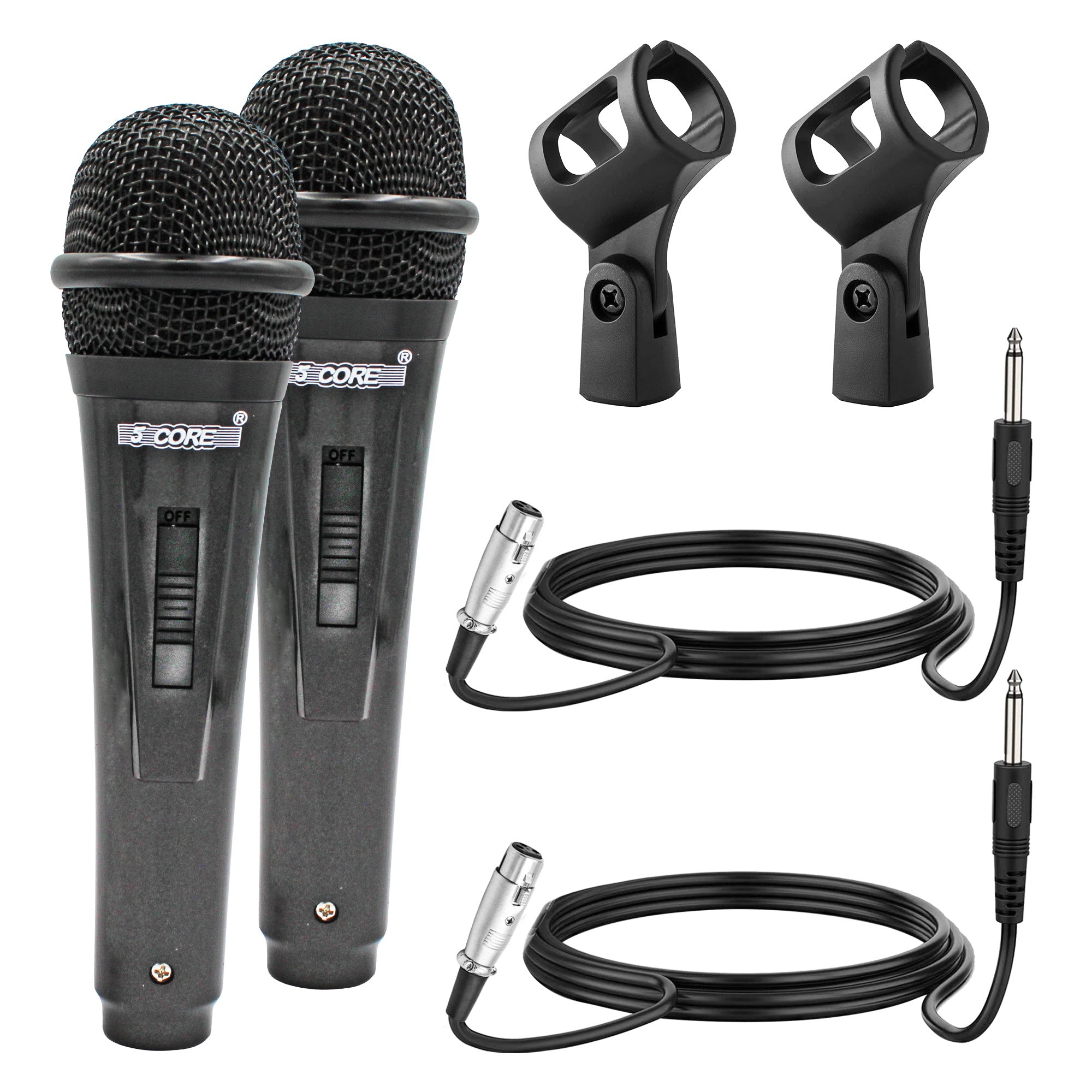 5 Core Microphone Wired Dynamic Vocal Handheld Karaoke Mic Cardioid Unidirectional Microfono w On and Off Switch Includes XLR Audio Cable Mic Holder PM 816