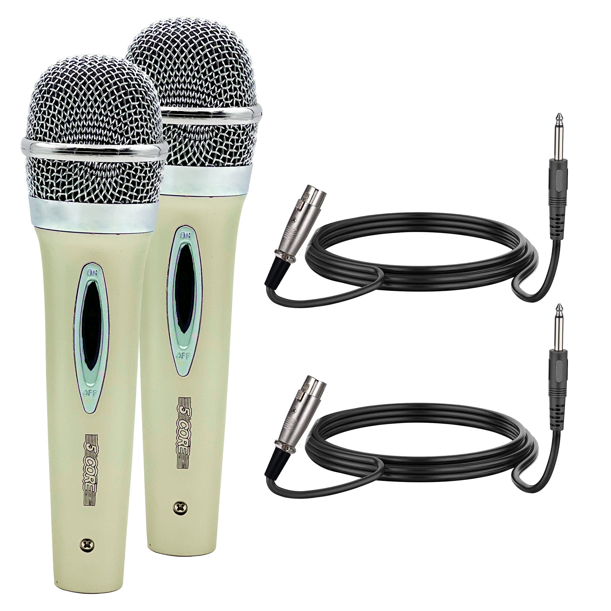 5 Core Microphone Wired Dynamic Vocal Handheld Mic Cardioid Unidirectional Microfono w On and Off Karaoke Switch Includes XLR Audio Cable for Singing, Public Speaking, & Parties PM 286 WH