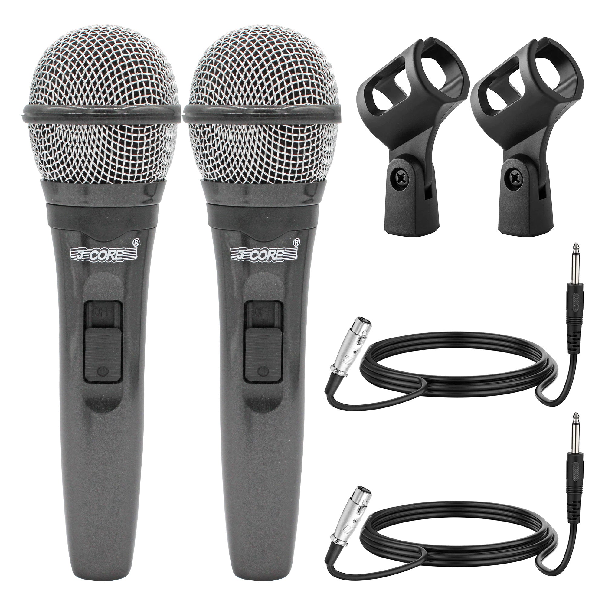 5 Core Microphone Wired Karaoke Dynamic Vocal Handheld Mic Cardioid Unidirectional Microfono w On and Off Switch Includes XLR Audio Cable Mic Holder PM 600