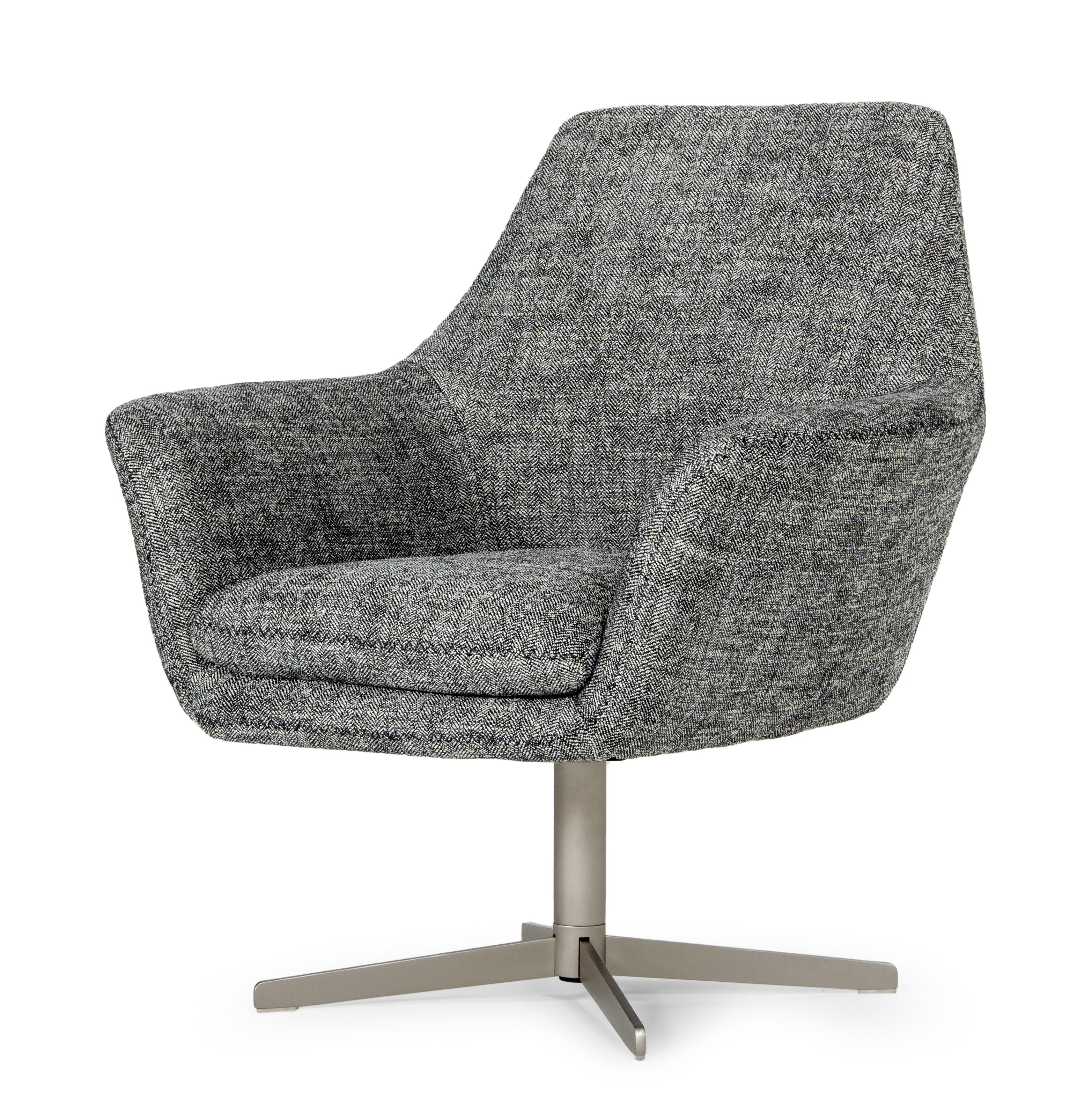 Divani Casa Elvin Modern Dark Grey Fabric Swivel Lounge Chair