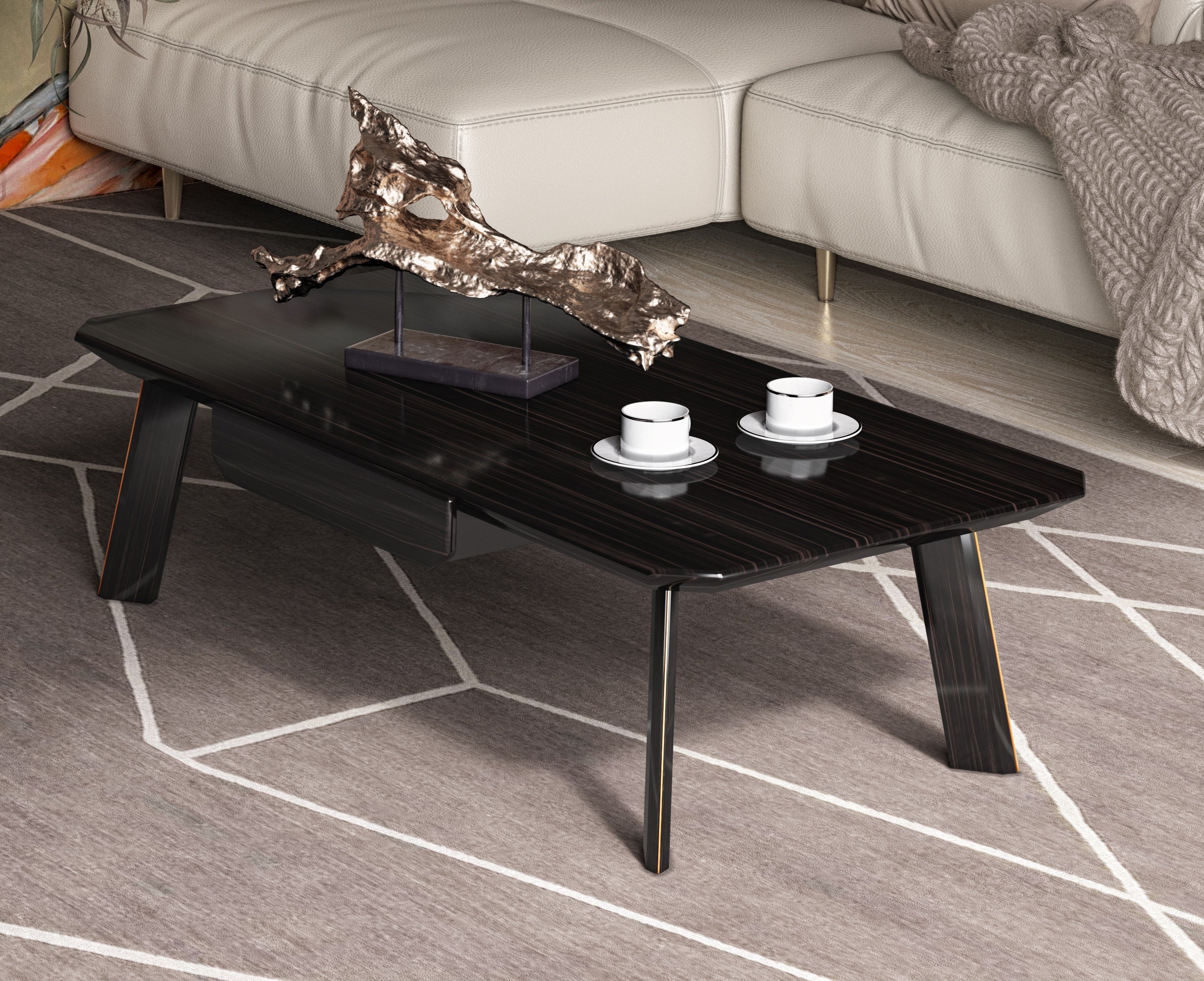 Chadwick Modern Ebony & Rosegold Coffee Table