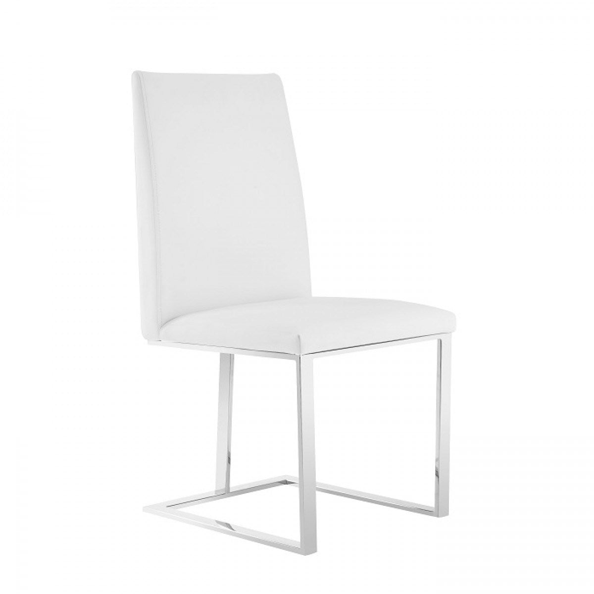 Modrest Frankie Contemporary White &amp; Brushed Stainless Steel Dining Chair