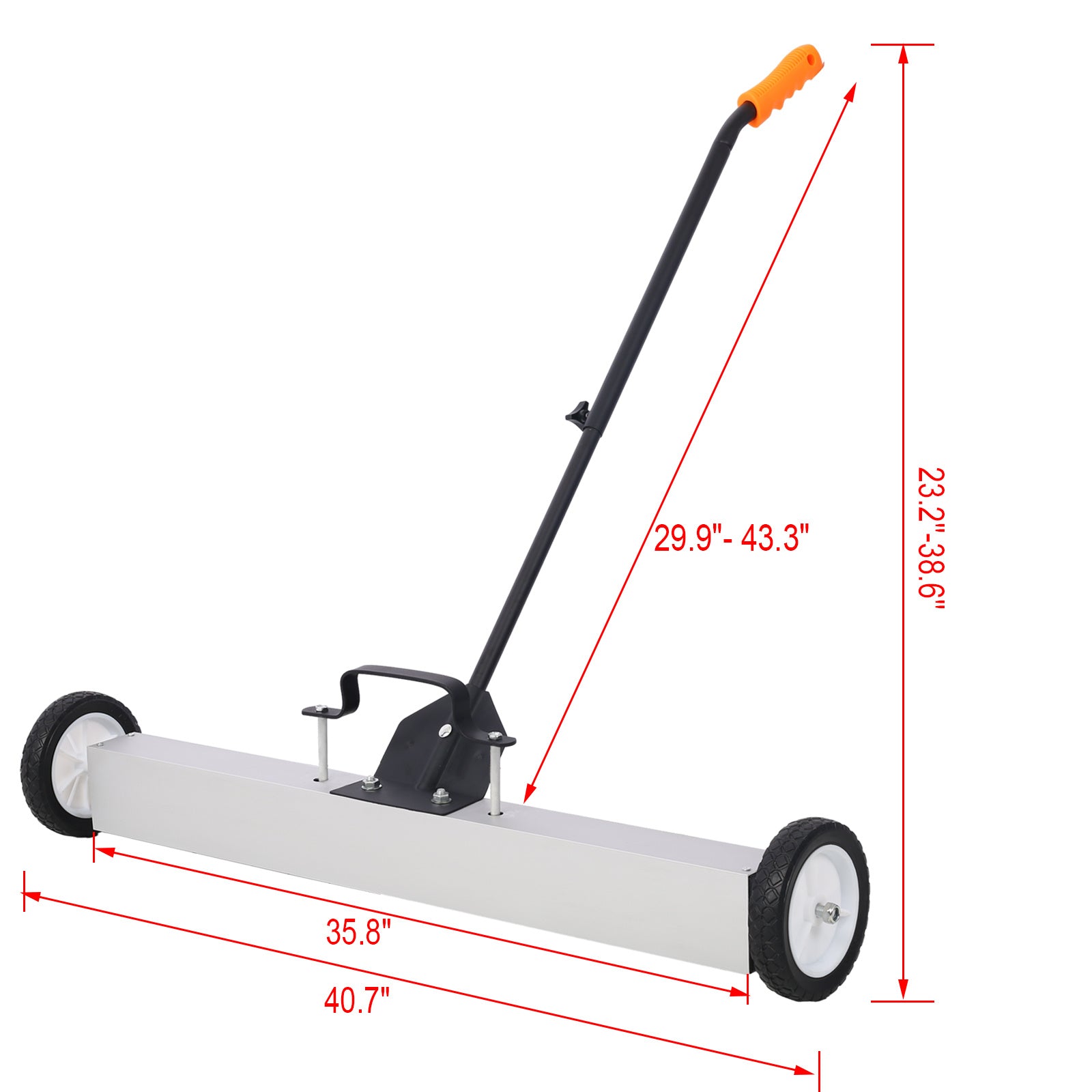 36" Rolling Magnetic Pick-Up Sweeper, Heavy Duty Push-Type with Release, for Nails Needles Screws Collection,30 Pound Capacity