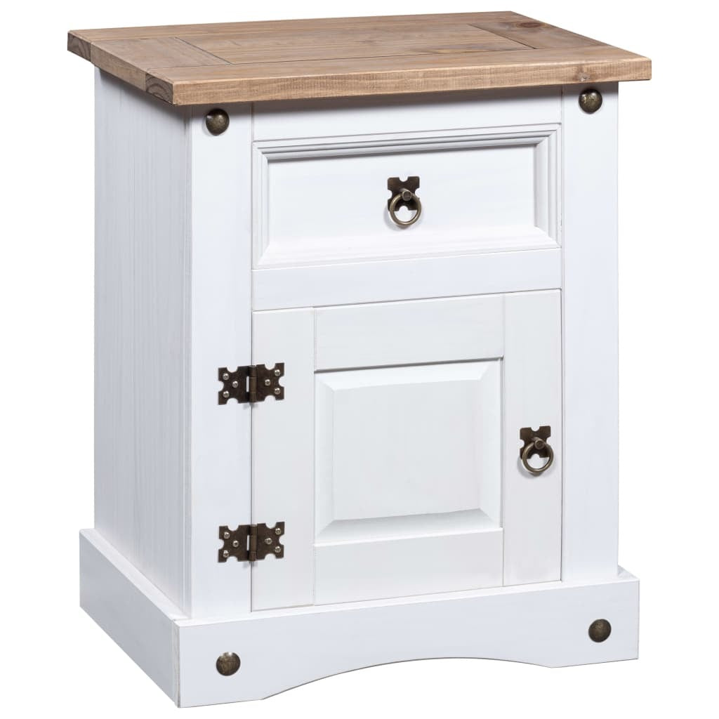 Bedside Cabinet Mexican Pine Corona Range White 20.9"x15.4"x26"