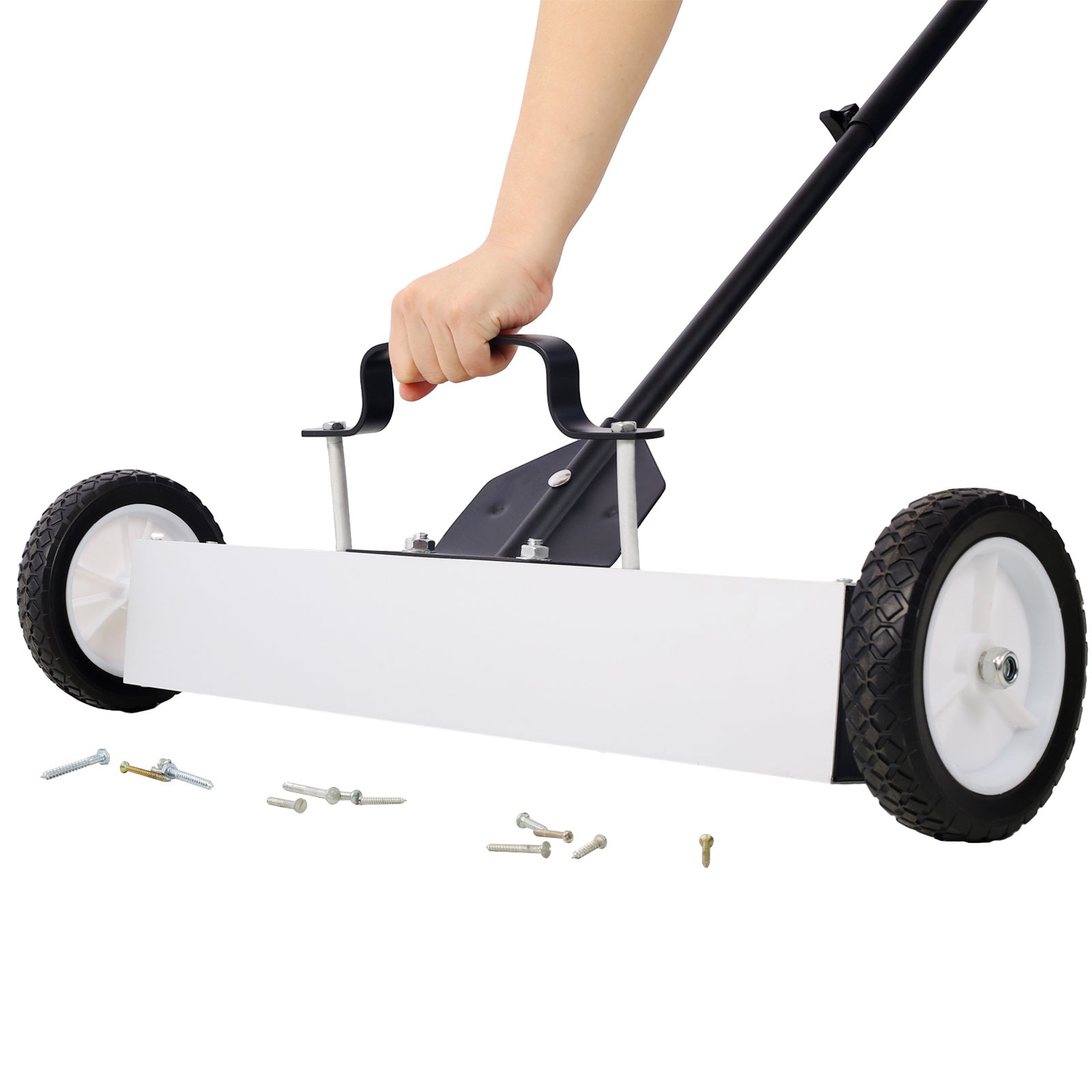 24'' Rolling Magnetic Pick-Up Sweeper, Heavy Duty Push-Type with Release, for Nails Needles Screws Collection,30 Pound Capacity