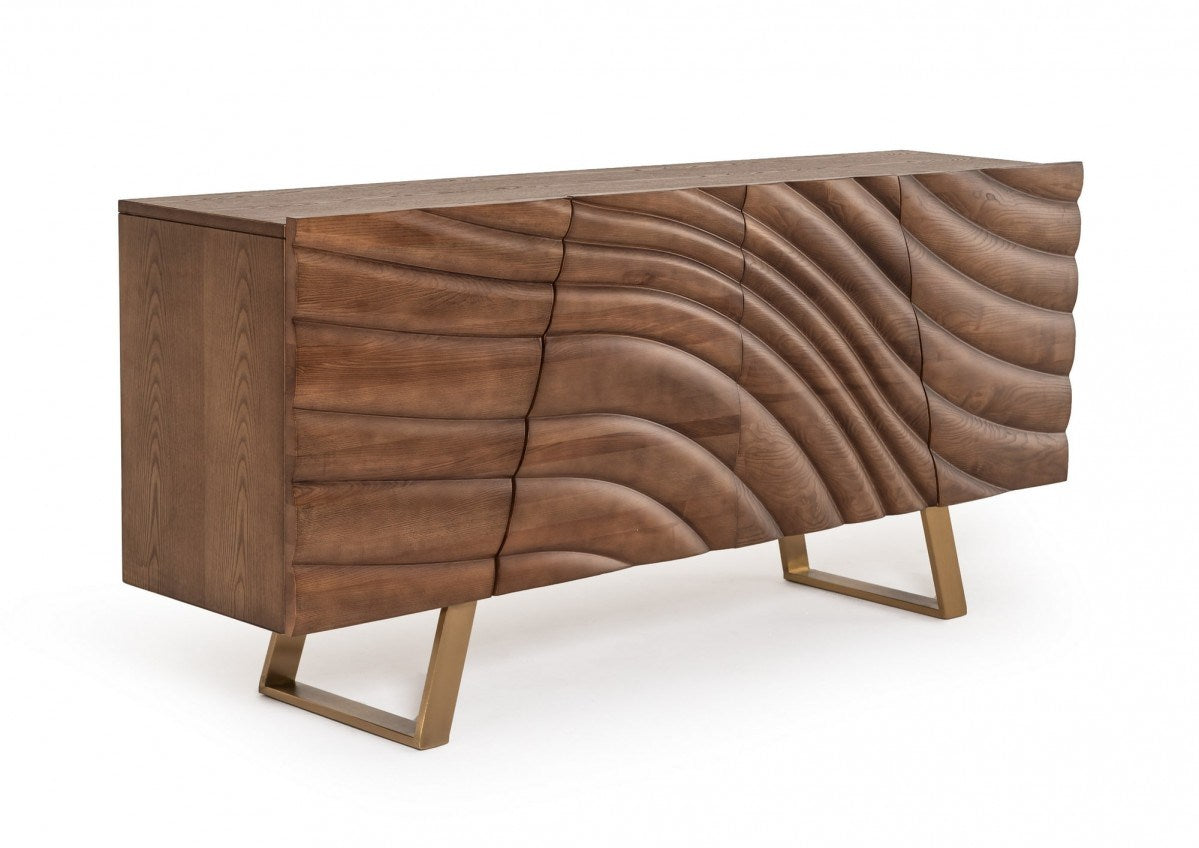 Modrest Finley Mid-Century Walnut & Gold Buffet