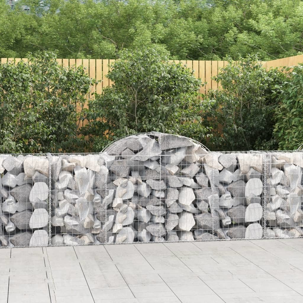 Arched Gabion Baskets 3 pcs 78.7"x19.7"x31.5"/39.4" Galvanized Iron
