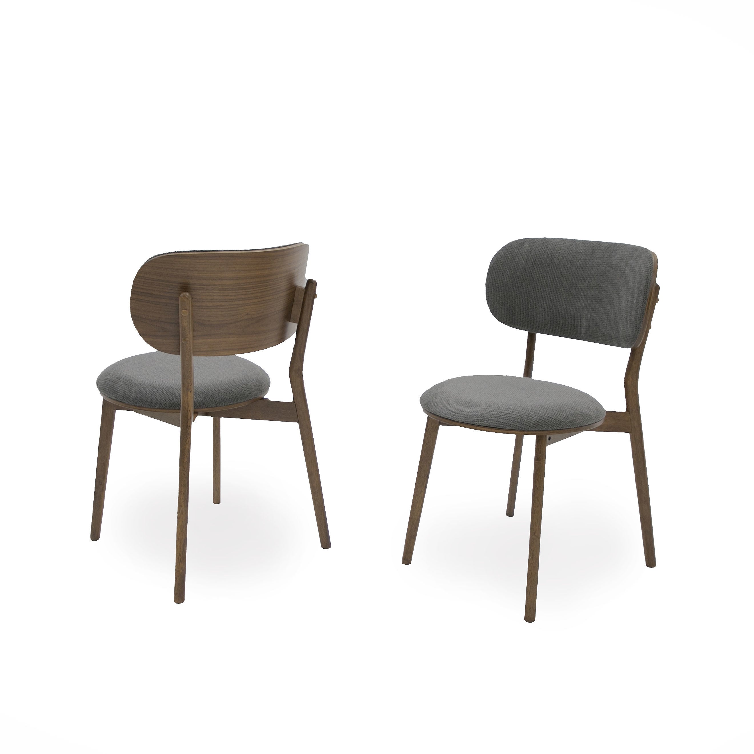 Modrest Donald Modern Dark Grey & Walnut Dining Chair (Set of 2)