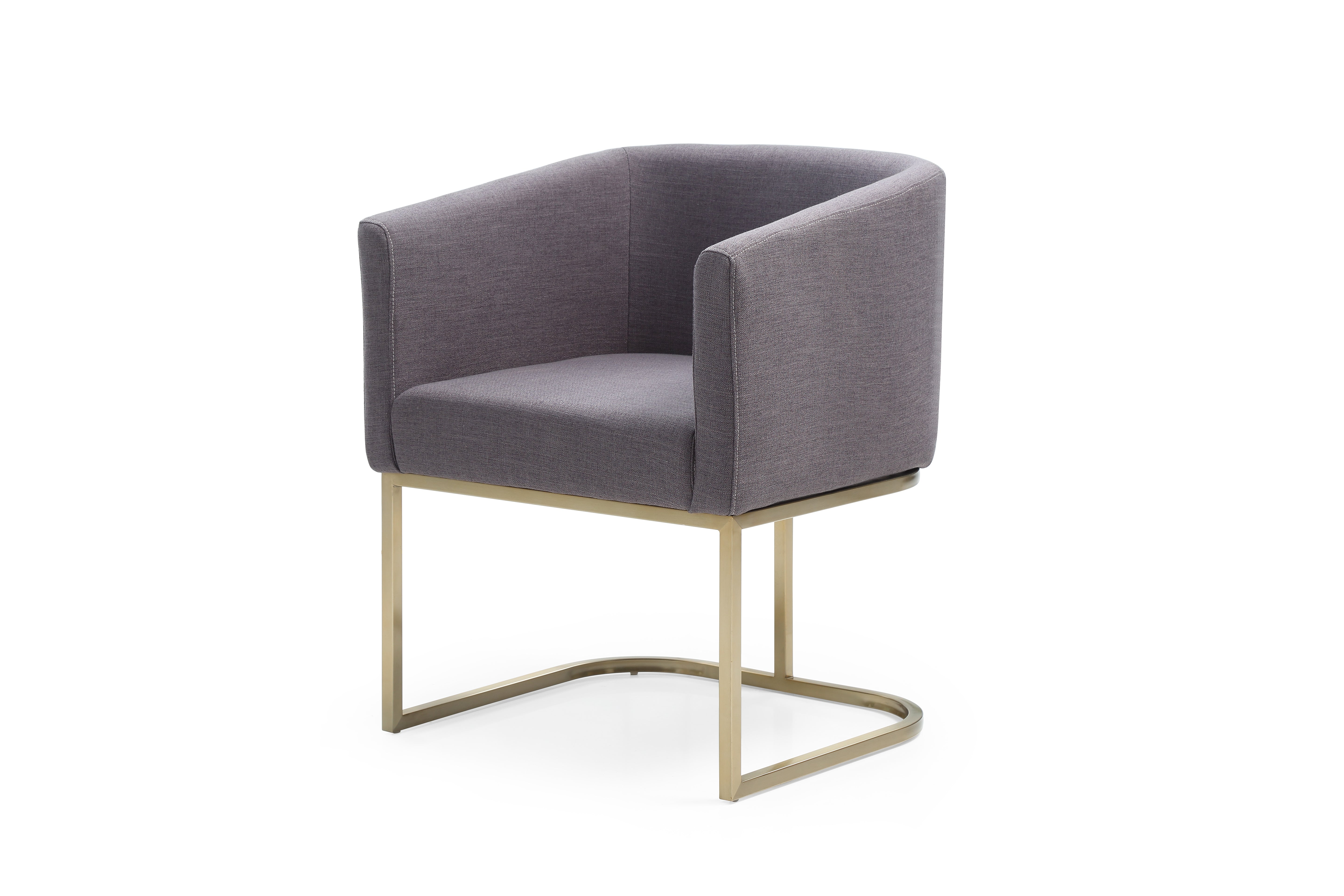 Yukon Modern Grey Fabric & Antique Brass Dining Chair