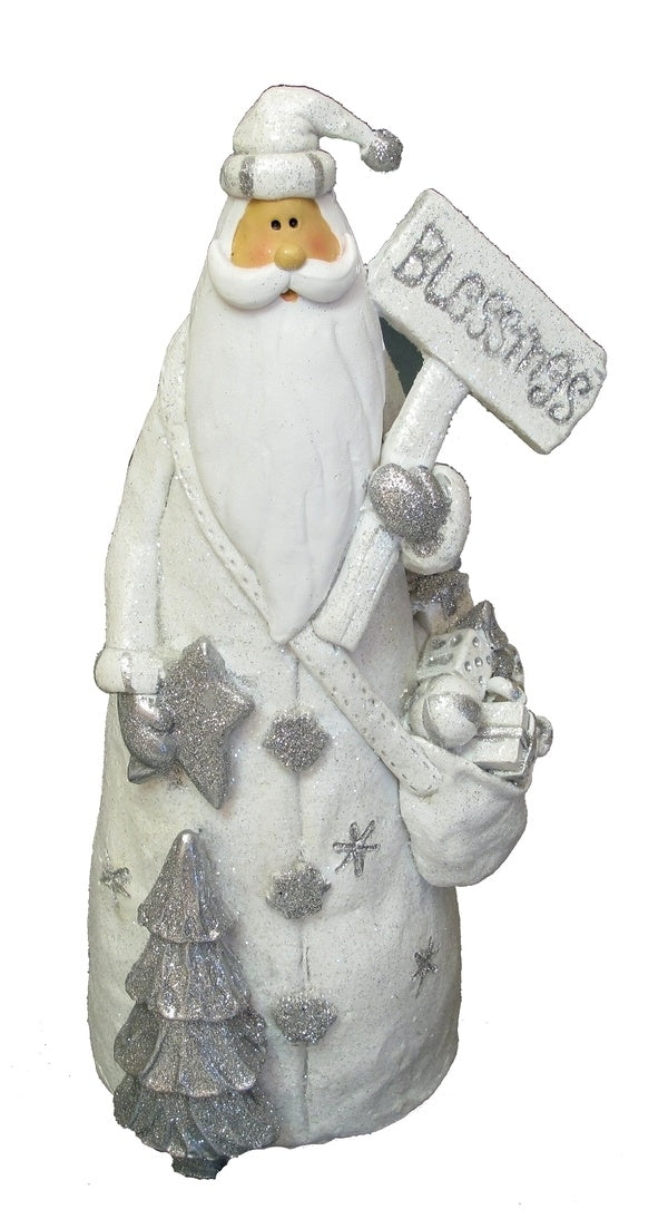 White Resin Santa ""Blessing"" Figurine