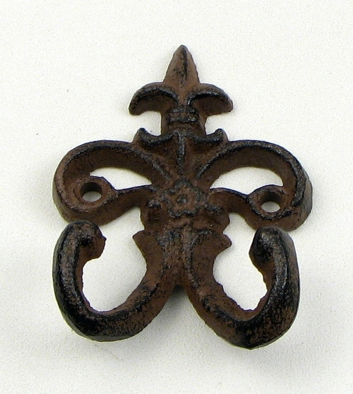 Fleur De Lis Cast Iron Wall Double Hook