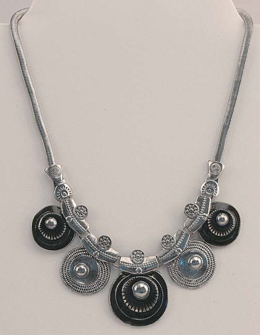 Silver Tone & Black Necklace