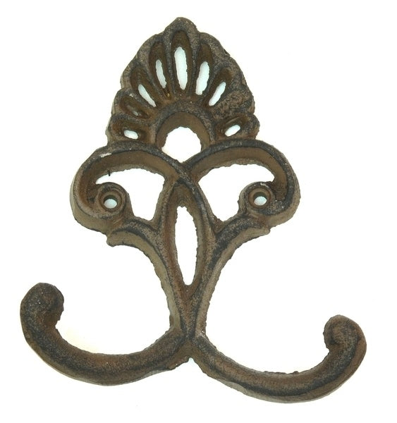 Cast Iron Crown Hooks Set of 6 Rust