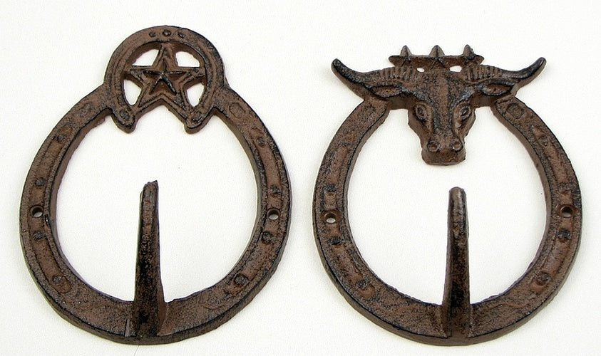 Horseshoe Cast Iron Hooks Set of 2