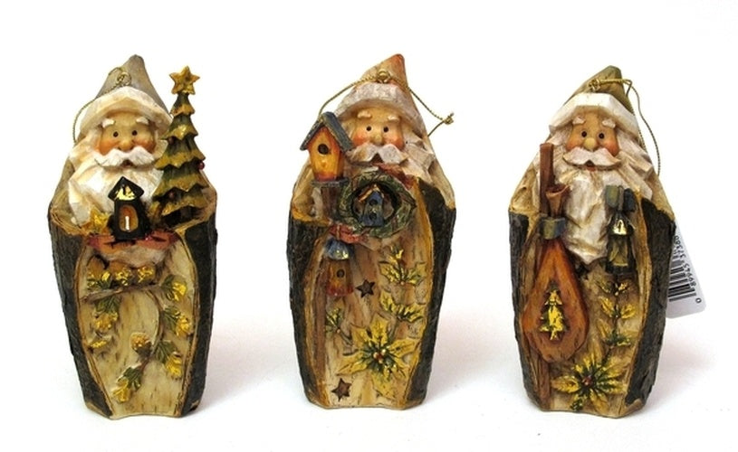 Roman Carved Santa Ornament set3