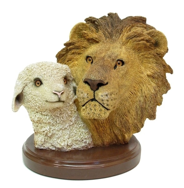 Living Stone Lion with Lamb Bust