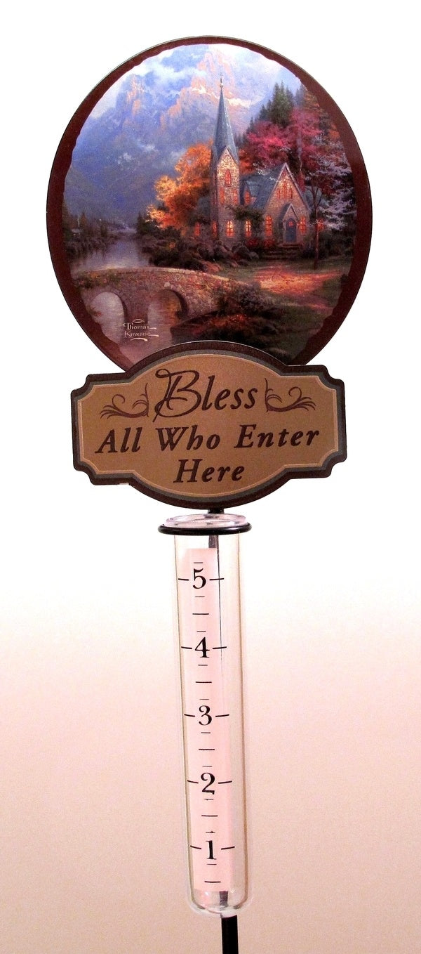 Thomas Kinkade Mountain Chapel Rain Gauge