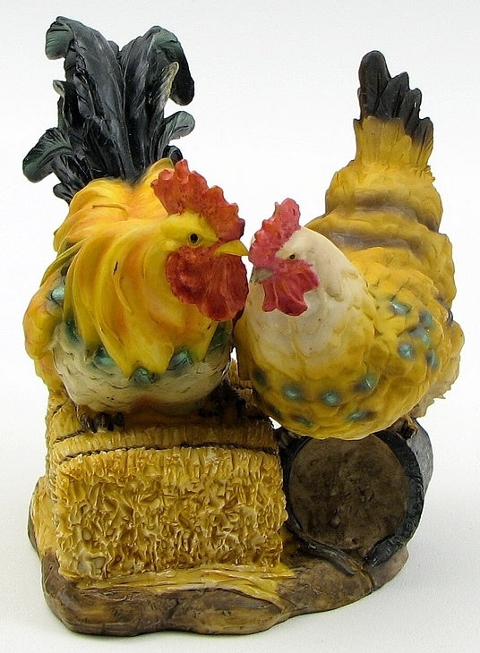 Hen and Rooster On Hay Bale