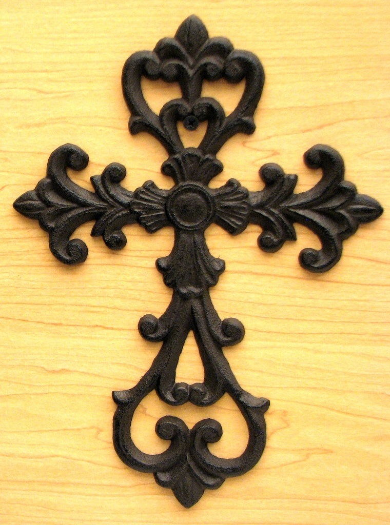 Medium Cast Iron Fleur De Lis Cross