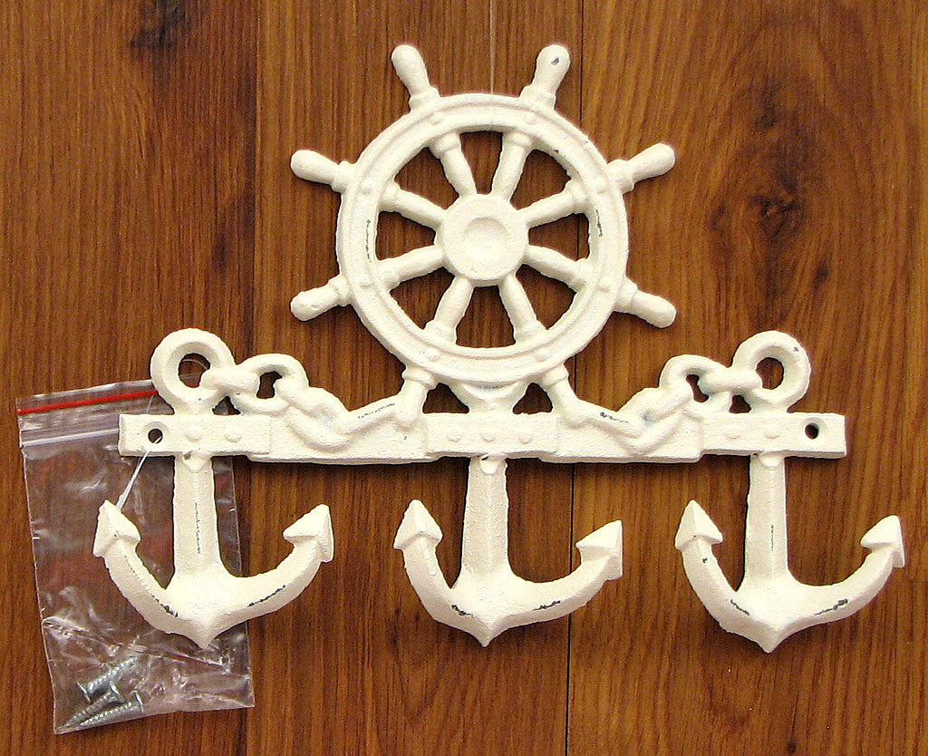 Cast Iron Ships Wheel Wall Hook