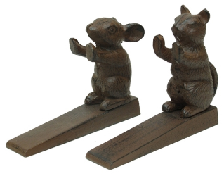 Set of 2 Cast Iron Cat & Mouse Door Wedges