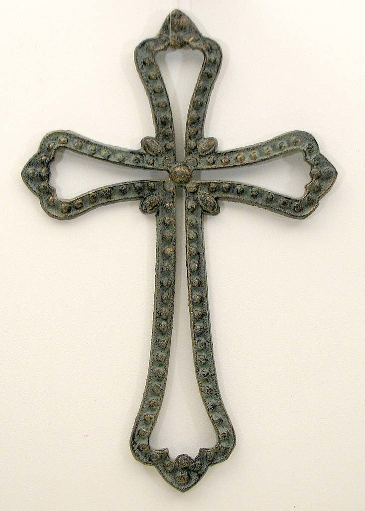 Cast Iron Open Cross in Verdigris