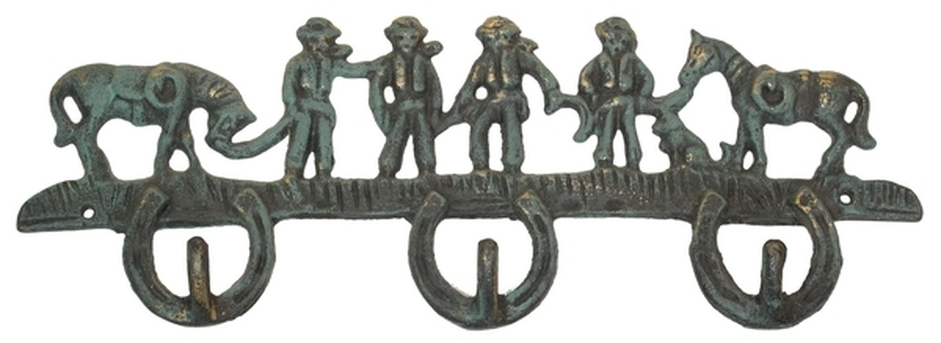 Cast Iron Cowboys & Horses Hook Set of 2