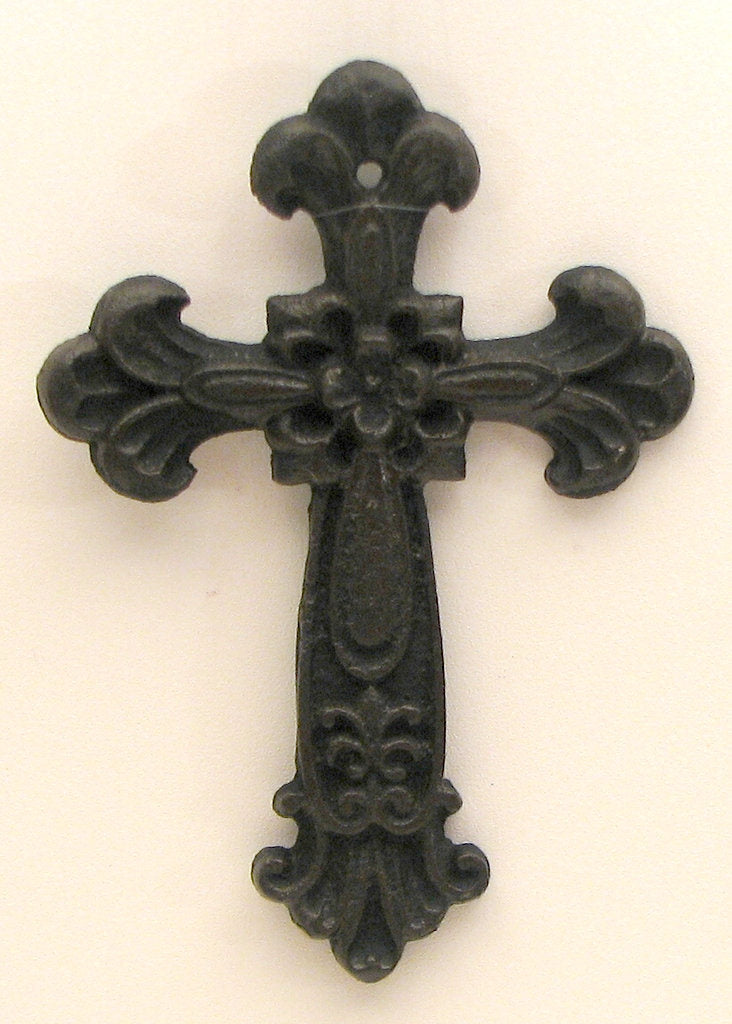 Fleur De Lis Wall Cross Cast Iron