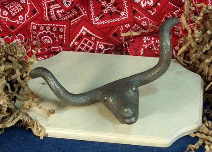 Cast Iron Longhorn Steer Towel Hook 6 in Set