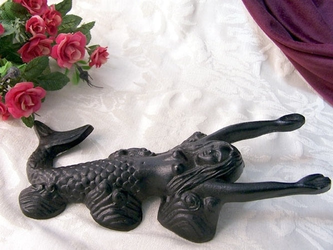 Cast Iron Black Mermaid Bootjack Set of 2