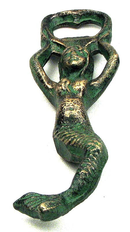 Mermaid Bottle Opener Green and Gold Set of 2