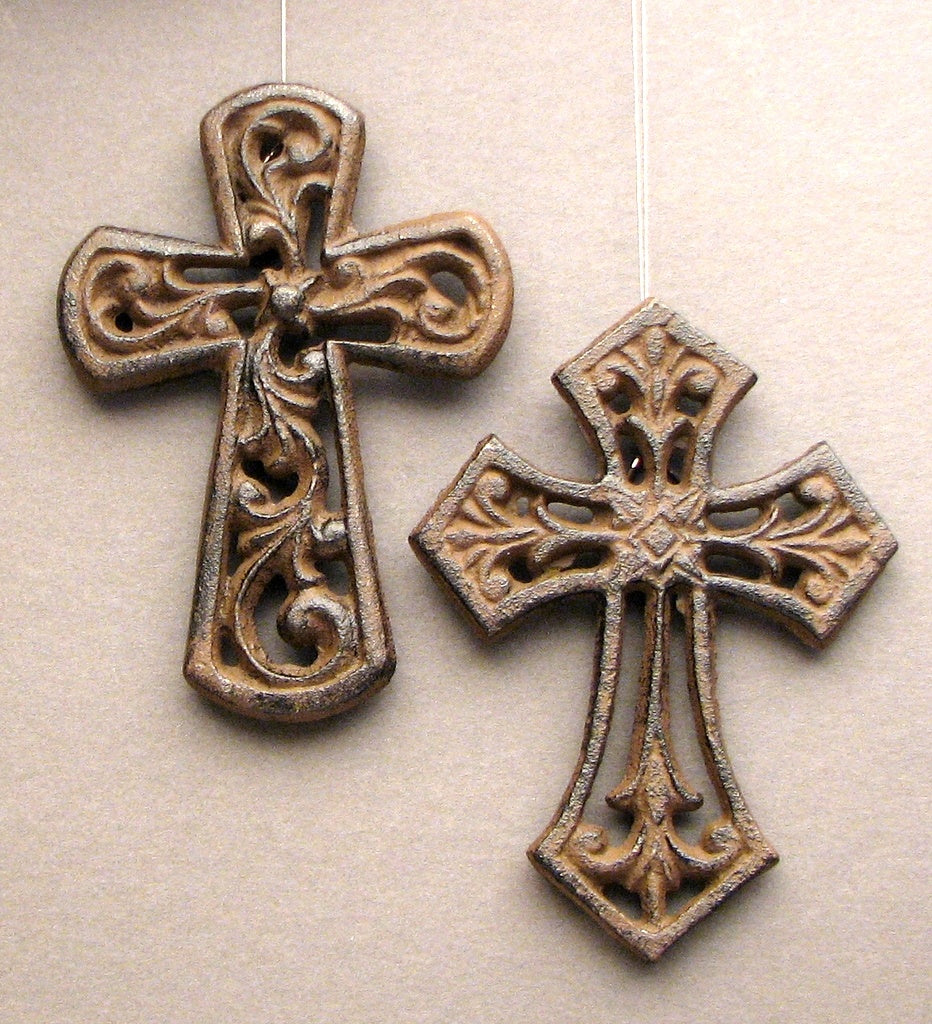 Unique Set of 4 Cast Iron Crosses