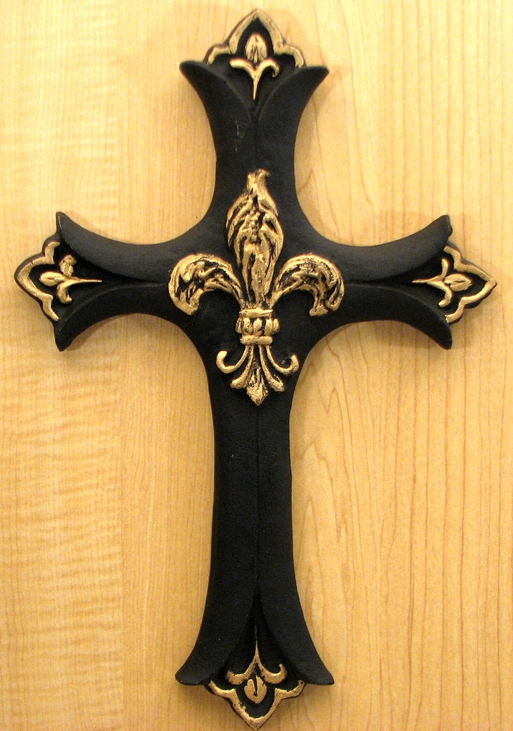 Cast Iron Fleur De Lis Medium Cross