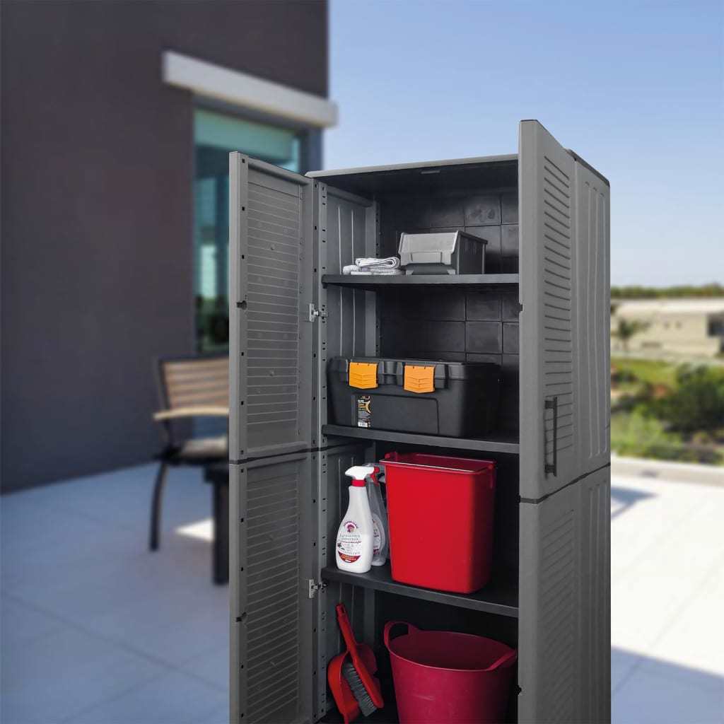 Garden Storage Cabinet Gray and Black 26.8"x14.6"x64.2" PP