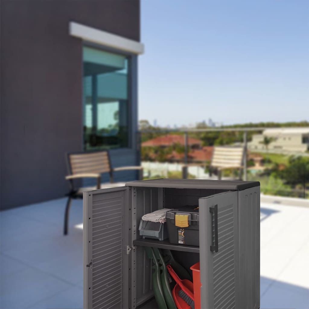 Garden Storage Cabinet Gray and Black 26.8"x14.6"x33.1" PP