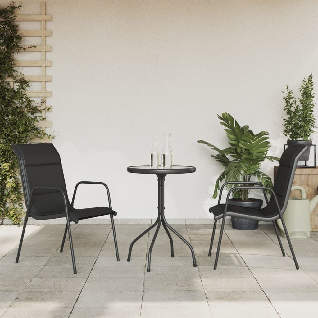 3 Piece Patio Dining Set Black Steel