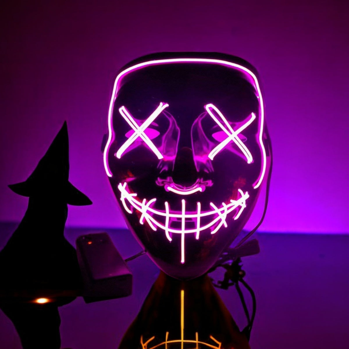 Black V Halloween Horror Glowing Mask