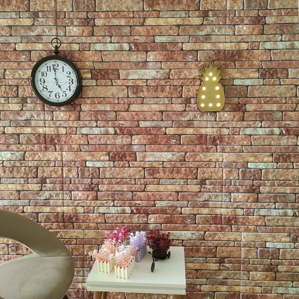 3D Wall Panels with Brown Brick Design 10 pcs EPS