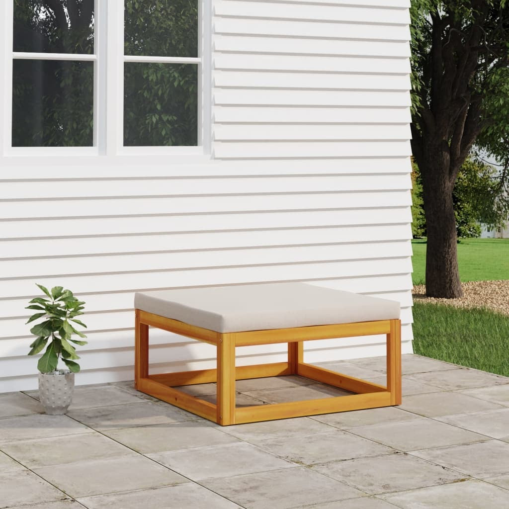 Patio Footrest with Light Gray Cushion Solid Wood Acacia