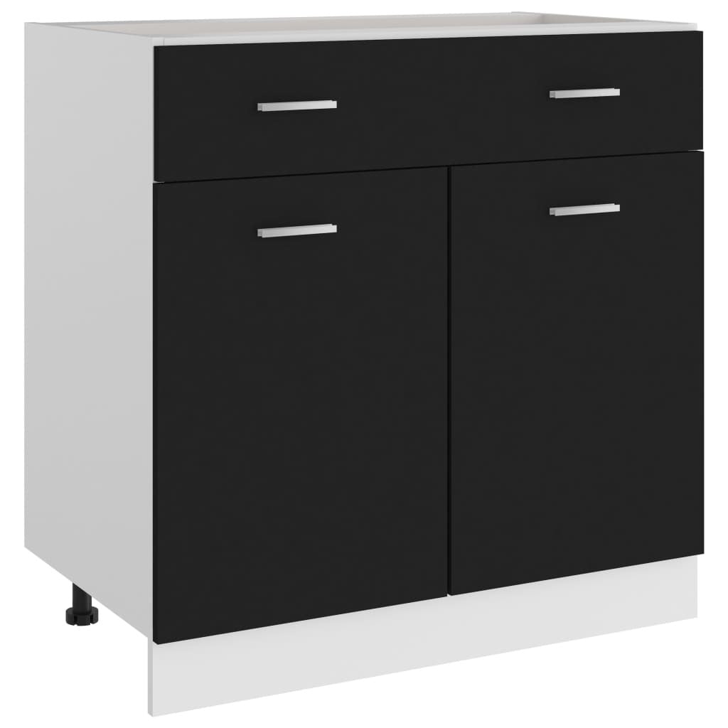 Drawer Bottom Cabinet Black 31.5"x18.1"x32.1" Engineered Wood