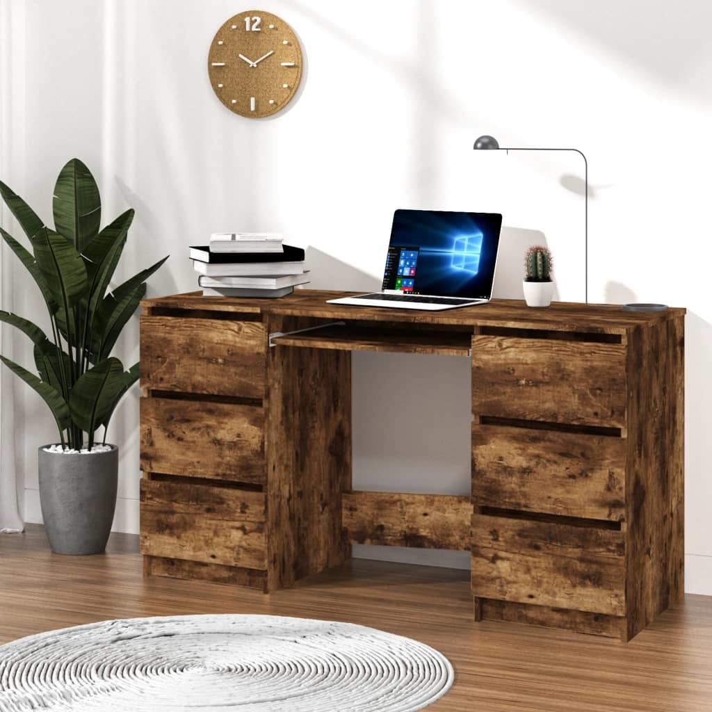 Writing Desk Smoked Oak 55.1"x19.7"x30.3" Engineered Wood