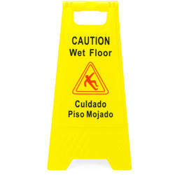 Caution Wet Floor Sign, English & Spanish