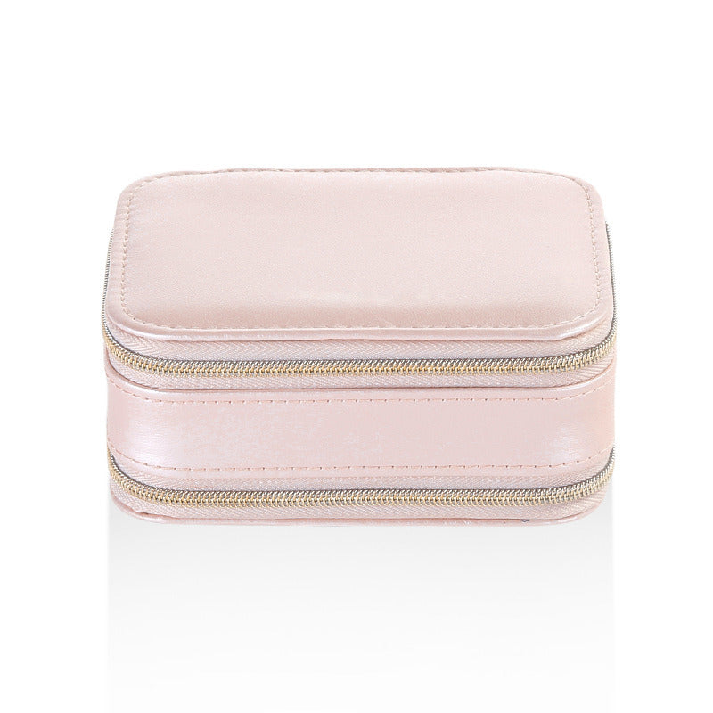 Simple Temperament PU Travel Portable Zipper Jewelry Box