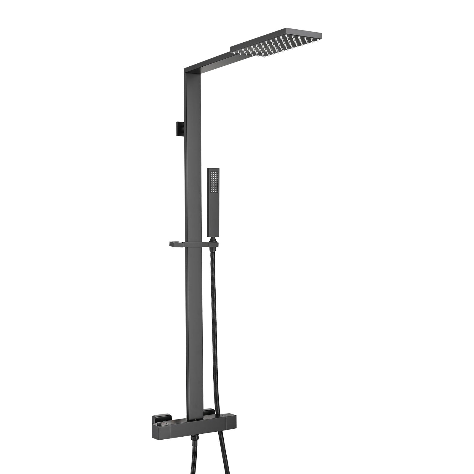 Matte Black Wall Mounted Shower Combo Set with Shower Head and Handheld Shower